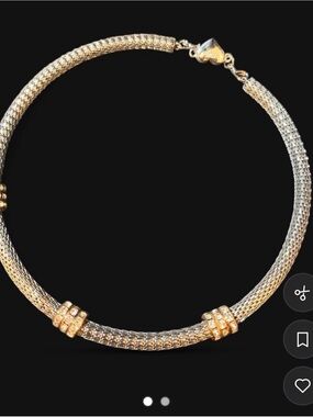 Source Unknown Two-Tone Gold and Silver Mesh Choker Necklace with Heart Clasp